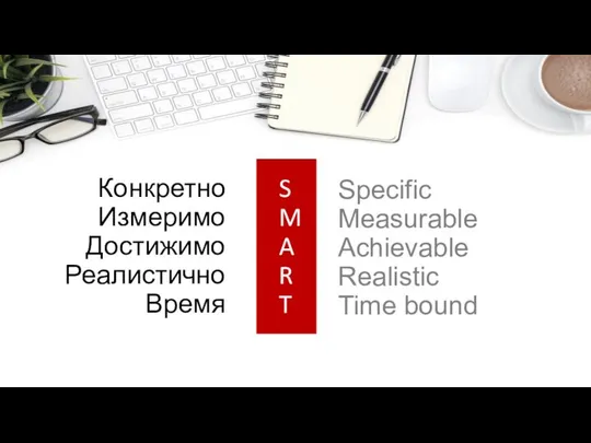 S M A R T Specific Measurable Achievable Realistic Time bound Конкретно Измеримо Достижимо Реалистично Время