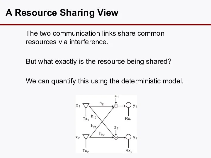 A Resource Sharing View The two communication links share common resources