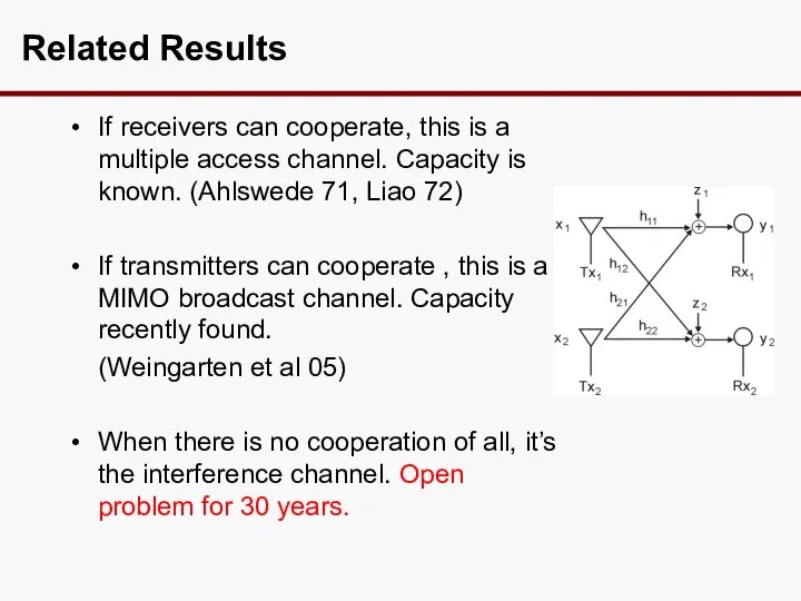 Related Results If receivers can cooperate, this is a multiple access