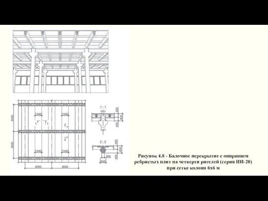 Рисунок 4.8 - Балочное перекрытие с опиранием ребристых плит на четверти