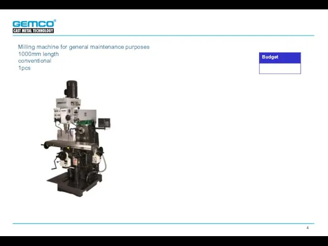 Milling machine for general maintenance purposes 1000mm length conventional 1pcs