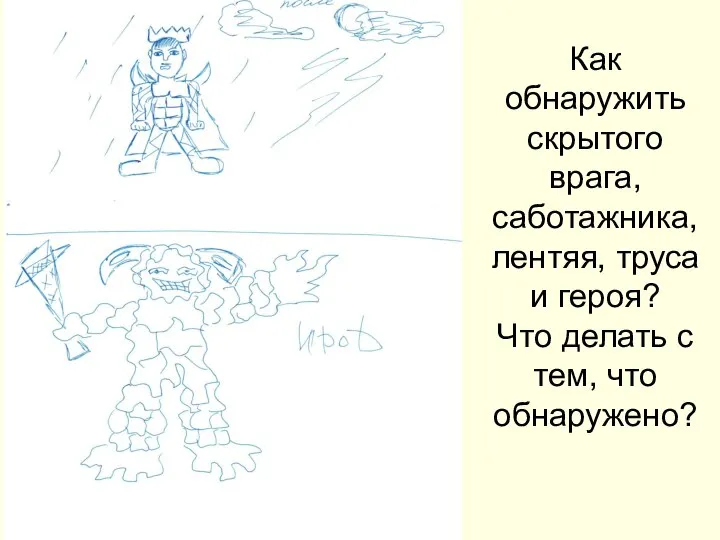 Как обнаружить скрытого врага, саботажника, лентяя, труса и героя? Что делать с тем, что обнаружено?