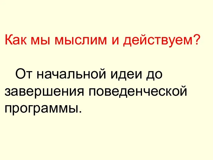 Как мы мыслим и действуем? От начальной идеи до завершения поведенческой программы.