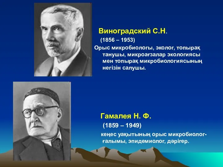 Виноградский С.Н. (1856 – 1953) Орыс микробиологы, эколог, топырақ танушы, микроағзалар