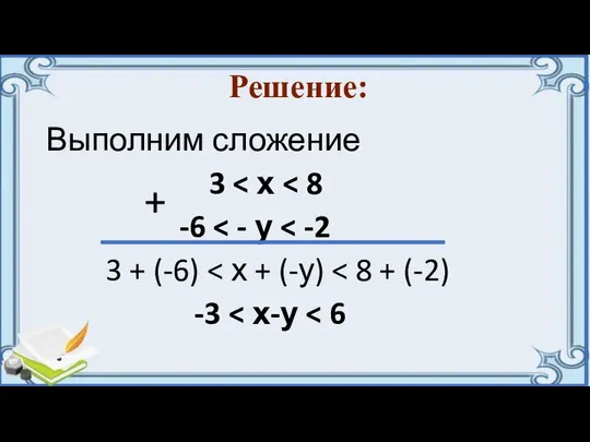 Решение: Выполним сложение 3 -6 3 + (-6) -3 +