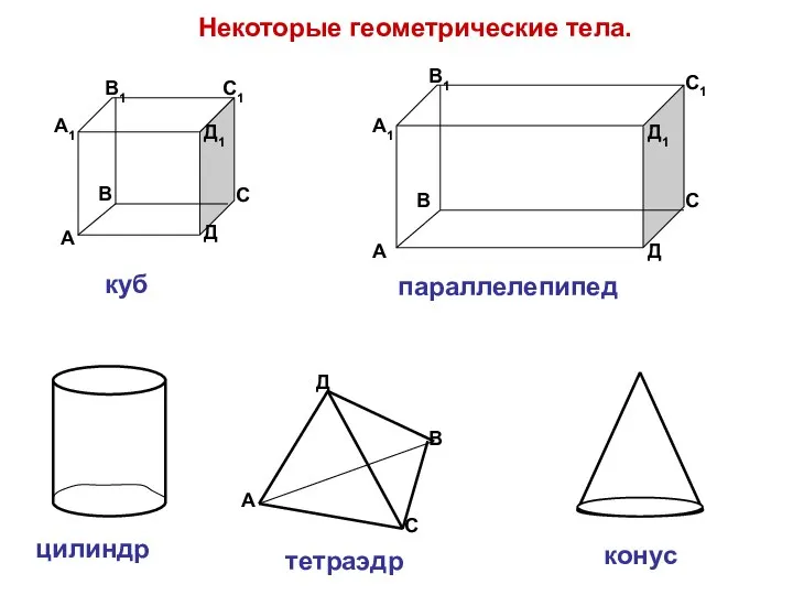 Некоторые геометрические тела. А В С Д Д1 С1 В1 А1