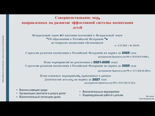 Молчанова Елена Владимировна Право ребенка на безопасность. Новые вызовы и пути