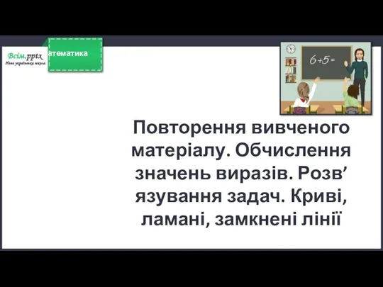 04.09.2022 Сьогодні Урок №2 Повторення вивченого матеріалу. Обчислення значень виразів. Розв’язування