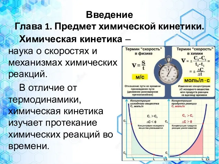 Введение Глава 1. Предмет химической кинетики. Химическая кинетика – наука о