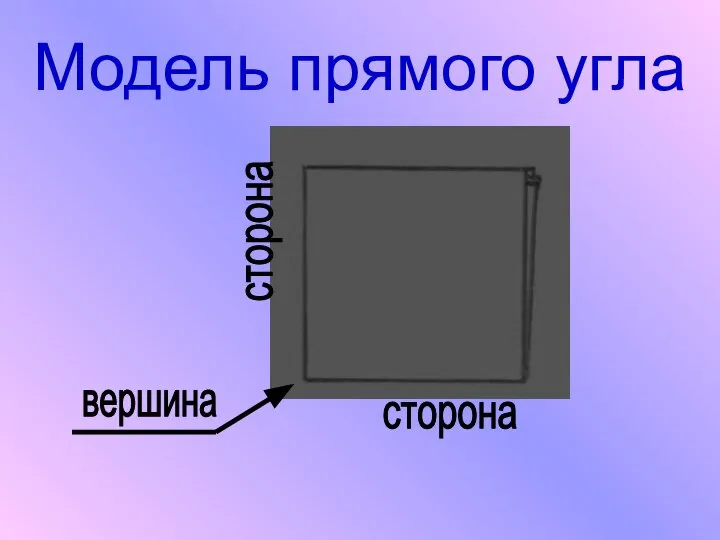 Модель прямого угла сторона сторона вершина