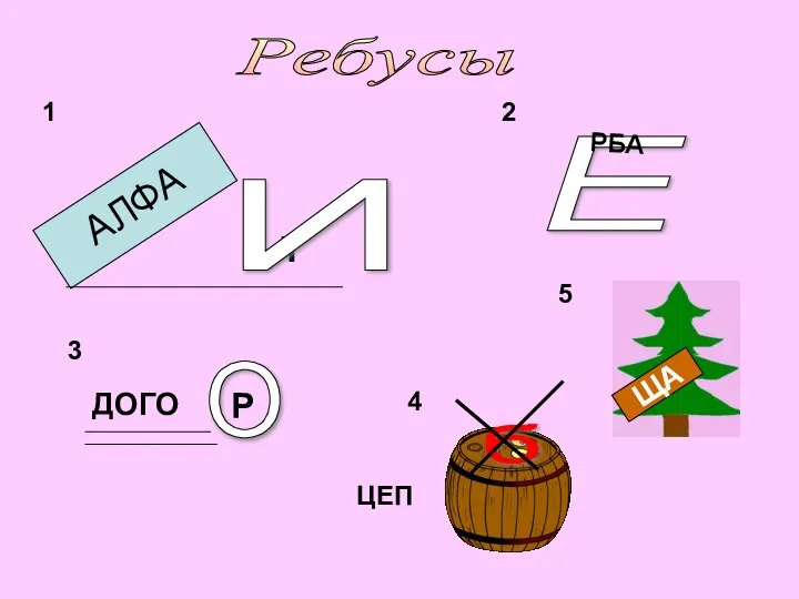 Ребусы АЛФА Т И 1 Е РБА 2 ДОГО О Р