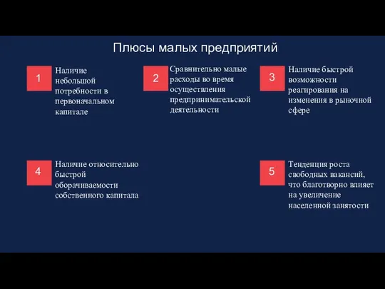 Наличие небольшой потребности в первоначальном капитале Сравнительно малые расходы во время