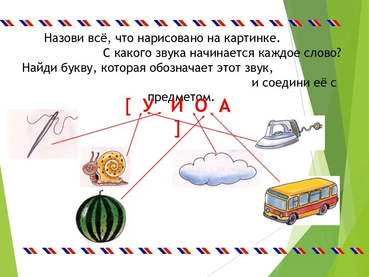 Назови всё, что нарисовано на картинке. С какого звука начинается каждое