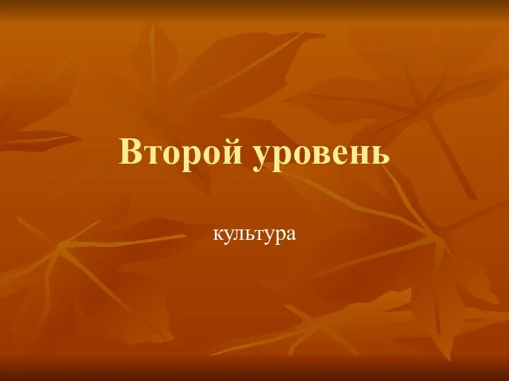 Второй уровень культура