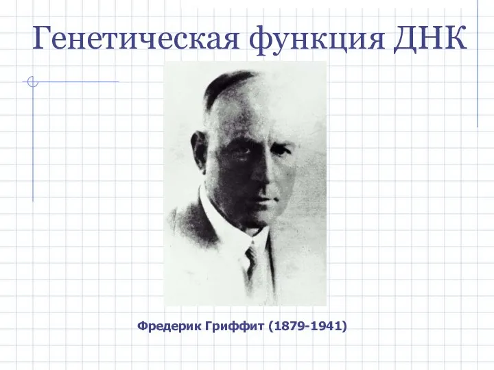 Генетическая функция ДНК Фредерик Гриффит (1879-1941)