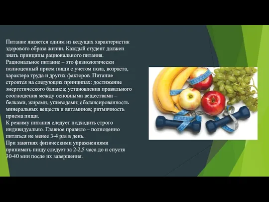 Питание является одним из ведущих характеристик здорового образа жизни. Каждый студент