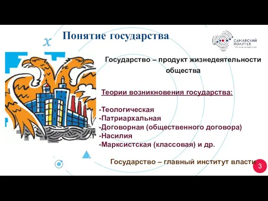 3 Понятие государства Картинка??? Картинка??? Государство – продукт жизнедеятельности общества Теории