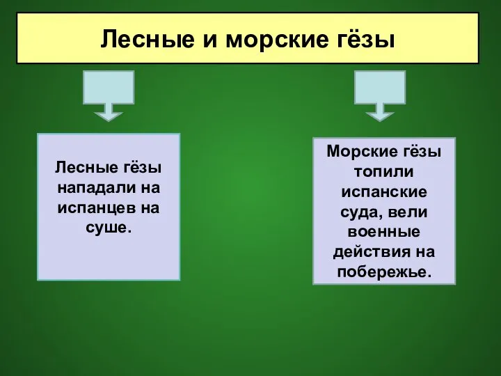 Лесные и морские гёзы Лесные гёзы нападали на испанцев на суше.