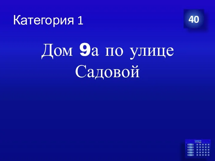 Категория 1 Дом 9а по улице Садовой 40