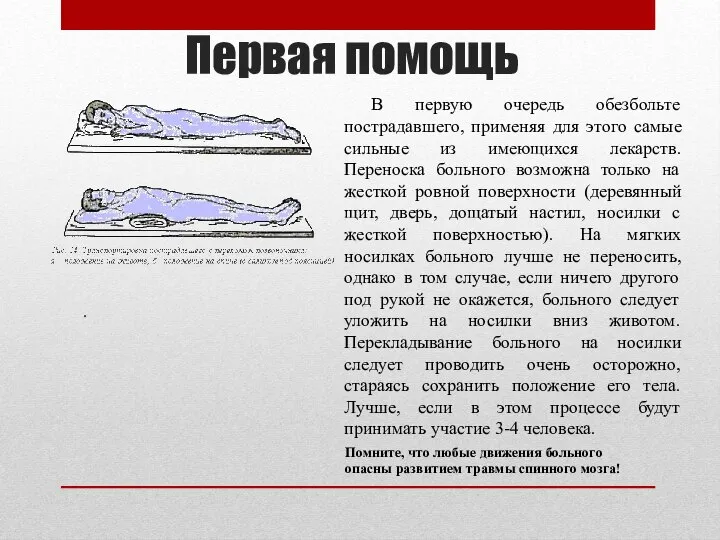 Первая помощь . В первую очередь обезбольте пострадавшего, применяя для этого