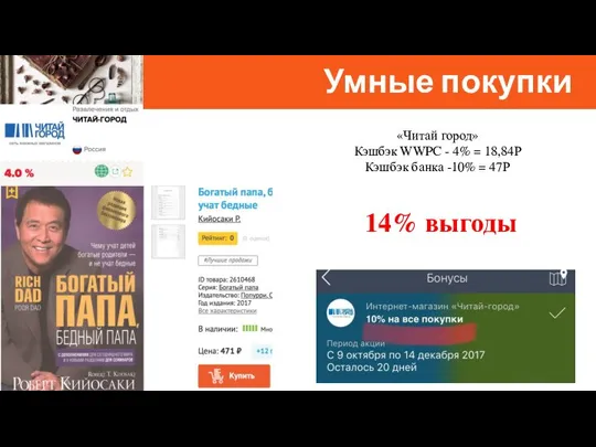 Умные покупки «Читай город» Кэшбэк WWPC - 4% = 18,84Р Кэшбэк