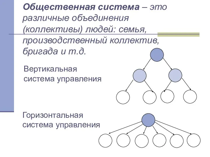 Общественная система – это различные объединения (коллективы) людей: семья, производственный коллектив,