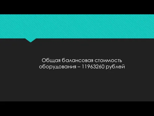 Общая балансовая стоимость оборудования – 11963260 рублей