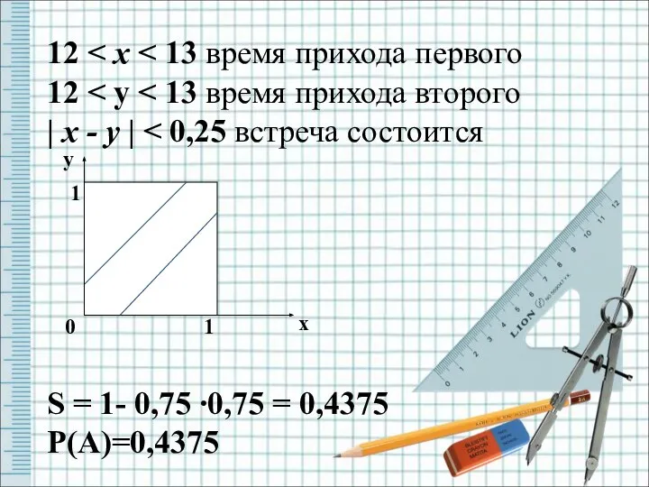 12 12 | х - у | S = 1- 0,75