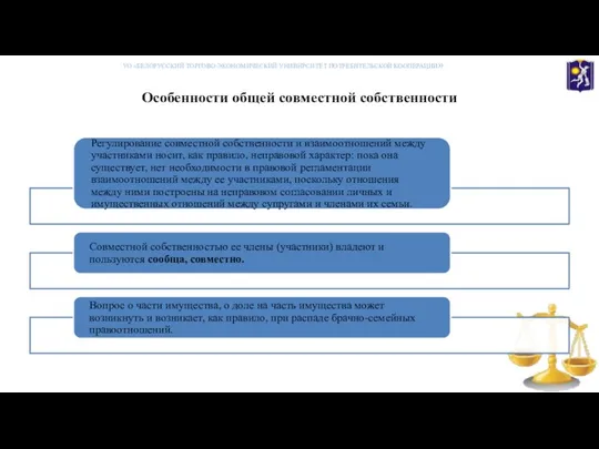 Особенности общей совместной собственности УО «БЕЛОРУССКИЙ ТОРГОВО-ЭКОНОМИЧЕСКИЙ УНИВНРСИТЕТ ПОТРЕБИТЕЛЬСКОЙ КООПЕРАЦИИ»