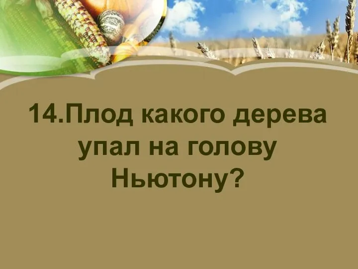 14.Плод какого дерева упал на голову Ньютону?