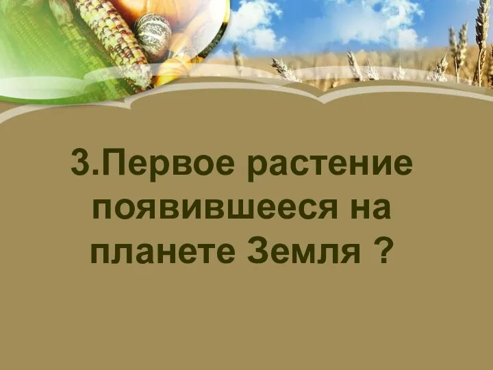 3.Первое растение появившееся на планете Земля ?