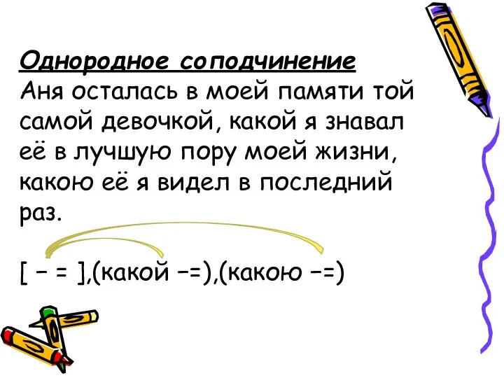 Однородное соподчинение Аня осталась в моей памяти той самой девочкой, какой