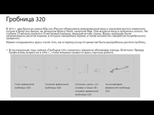 Гробница 320 В 1871 г. два брата из семьи Абд-эль-Рассул обнаружили