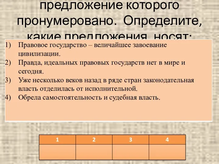 Прочитайте приведенный ниже текст, каждое предложение которого пронумеровано. Определите, какие предложения