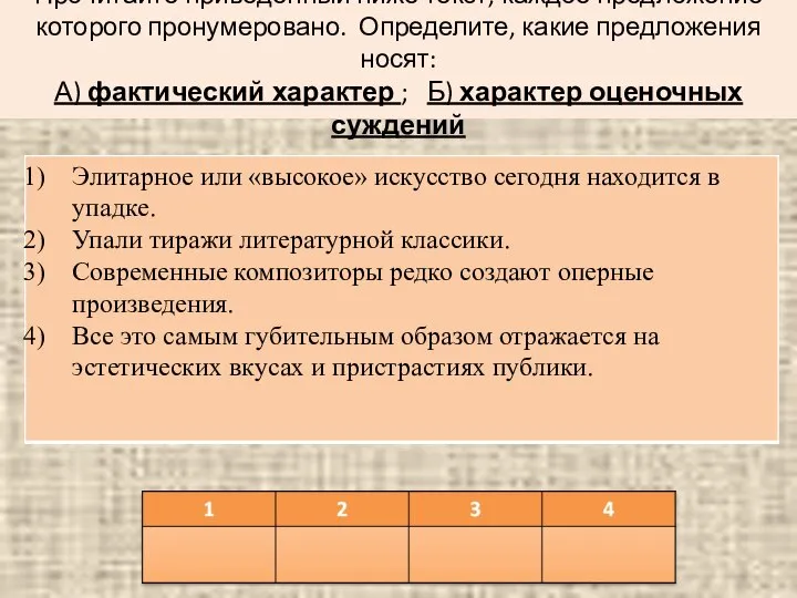 Прочитайте приведенный ниже текст, каждое предложение которого пронумеровано. Определите, какие предложения