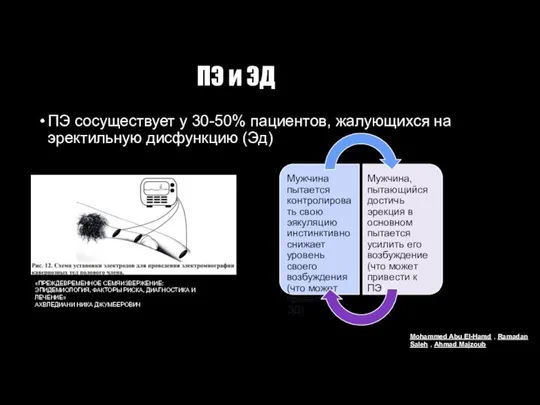 ПЭ и ЭД ПЭ сосуществует у 30-50% пациентов, жалующихся на эректильную