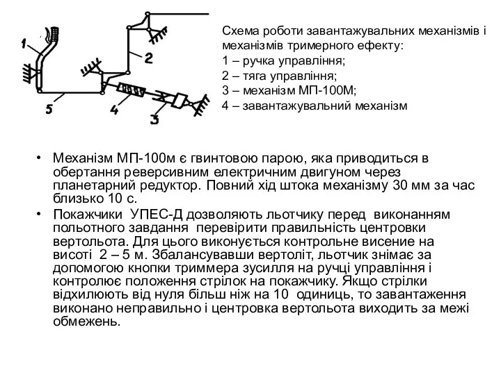 Механізм МП-100м є гвинтовою парою, яка приводиться в обертання реверсивним електричним