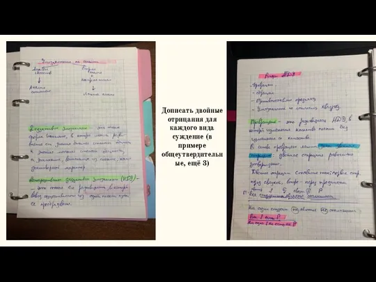 Дописать двойные отрицания для каждого вида суждение (в примере общеутвердительные, ещё 3)