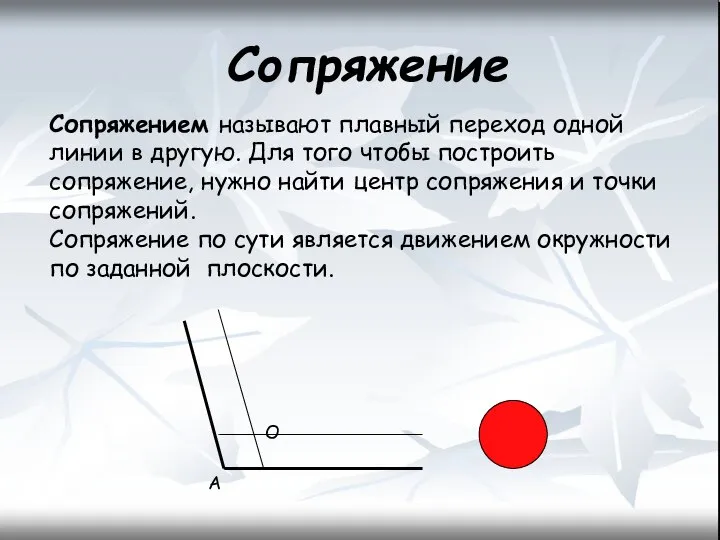 Сопряжение Сопряжением называют плавный переход одной линии в другую. Для того