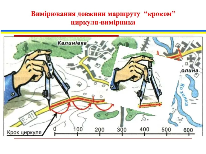 Вимірювання довжини маршруту “кроком” циркуля-вимірника