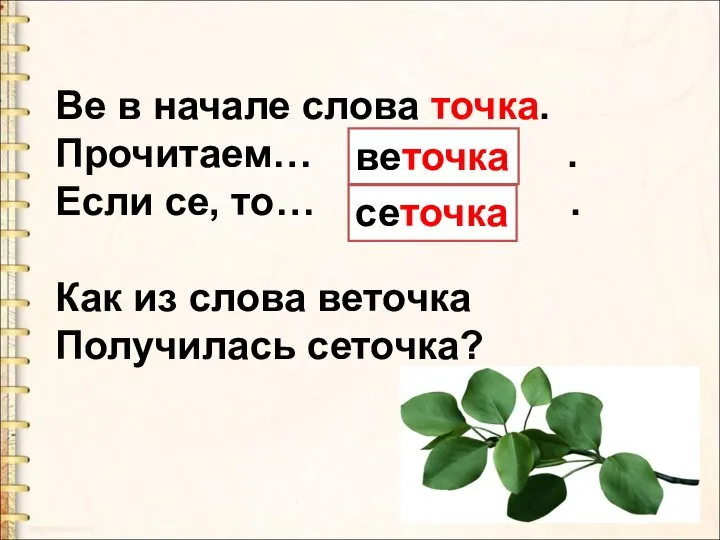 Be в начале слова точка. Прочитаем… . Если се, то… .