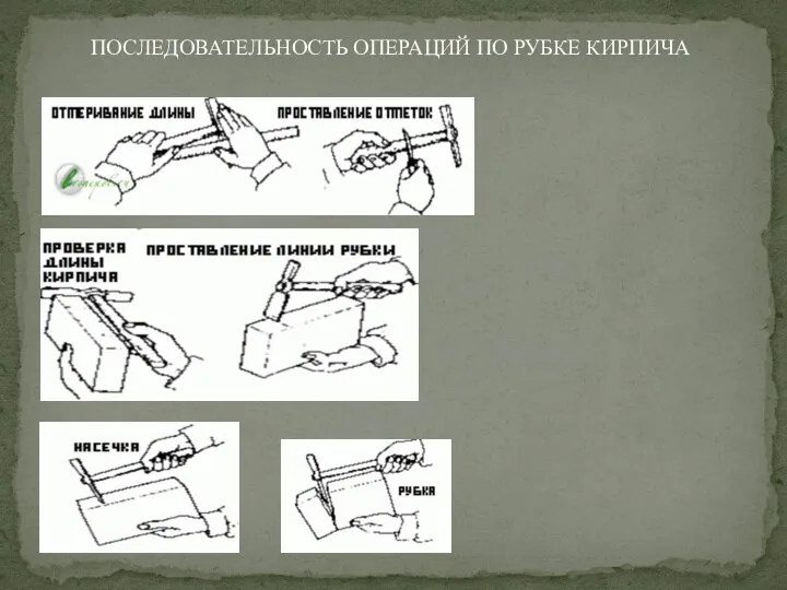 ПОСЛЕДОВАТЕЛЬНОСТЬ ОПЕРАЦИЙ ПО РУБКЕ КИРПИЧА