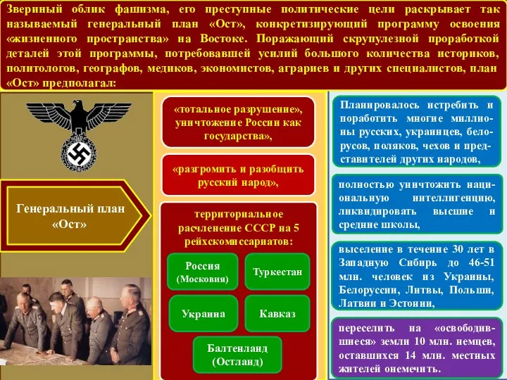 Генеральный план «Ост» «разгромить и разобщить русский народ», «тотальное разрушение», уничтожение