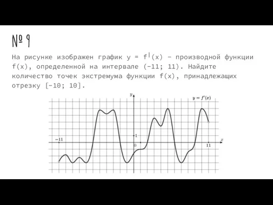 № 9 На рисунке изображен график y = f╵(x) - производной