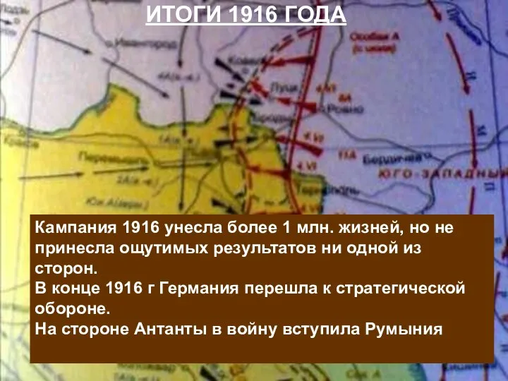 Куляшова И.П. ИТОГИ 1916 ГОДА Кампания 1916 унесла более 1 млн.