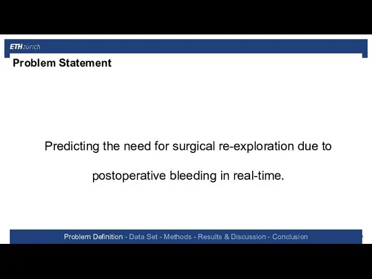 Problem Statement Predicting the need for surgical re-exploration due to postoperative