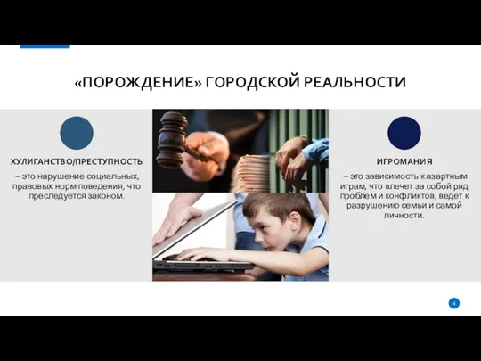 «ПОРОЖДЕНИЕ» ГОРОДСКОЙ РЕАЛЬНОСТИ – это нарушение социальных, правовых норм поведения, что