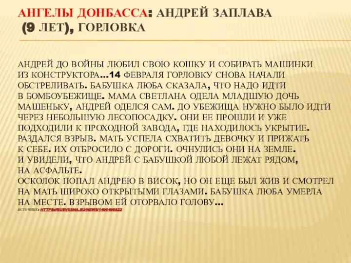 АНГЕЛЫ ДОНБАССА: АНДРЕЙ ЗАПЛАВА (9 ЛЕТ), ГОРЛОВКА АНДРЕЙ ДО ВОЙНЫ ЛЮБИЛ