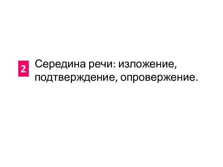 Середина речи: изложение, подтверждение, опровержение. 2