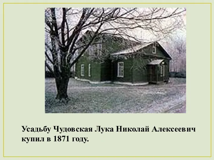 Усадьбу Чудовская Лука Николай Алексеевич купил в 1871 году.